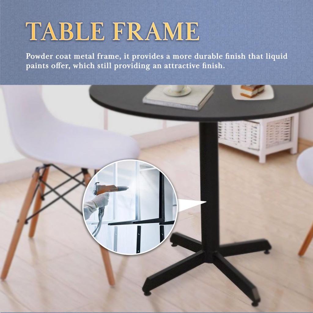 [80/90/100cm] Runda Black Frame Tri-Leg Simple Round Cafe Dining Table