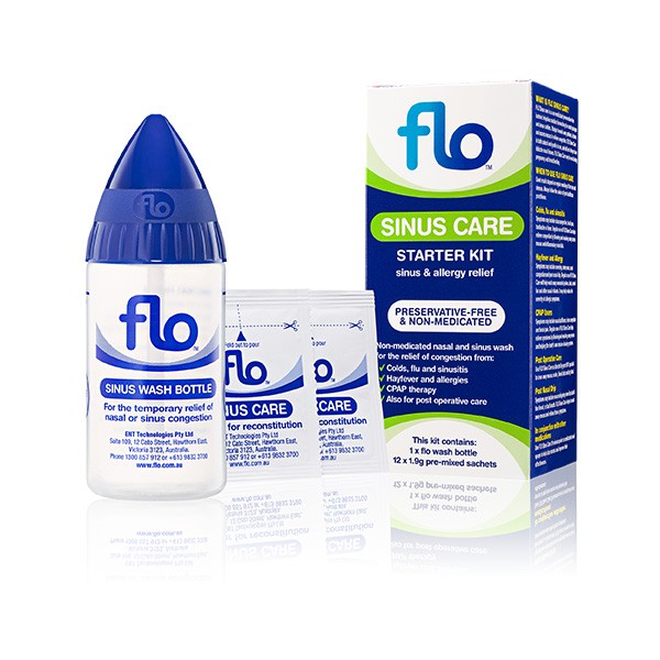FLO SINUS CARE STARTER KIT ( 1 wash bottle + 12 x 1.9g premixed sachets