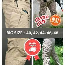  CELANA  PRIA TACTICAL  JUMBO PANJANG KREM  SIZE 42 50 