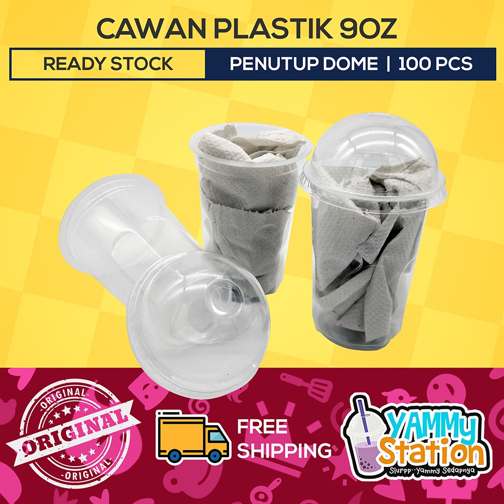 Ready Stock 100pcs Cawan Plastik Penutup Dome 9oz Bubble Tea Ice Blended Shopee Malaysia