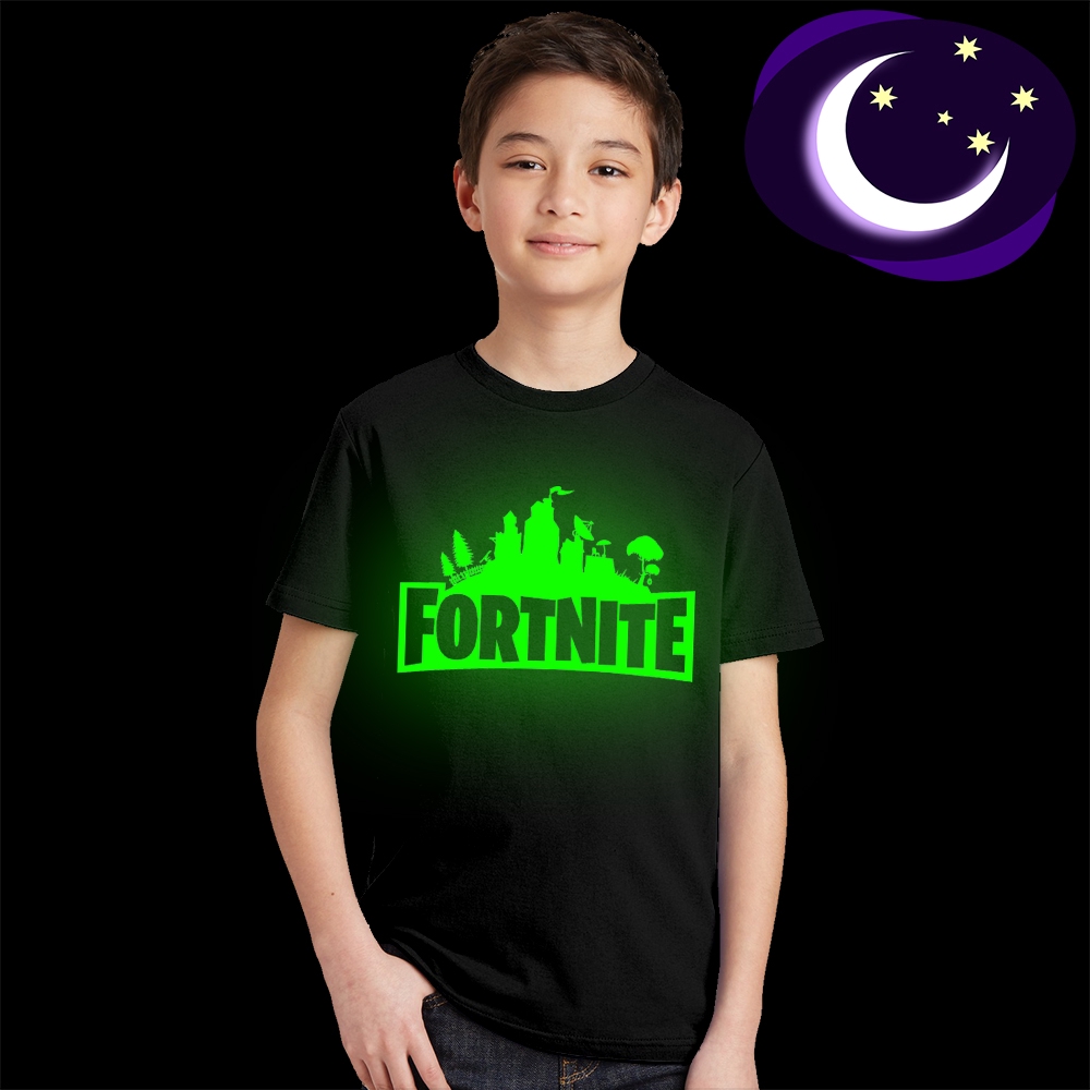 Luminous Kids Fortnite T Shirt Glow In Dark Summer Short Sleeve Game Tee For Boy Shopee Malaysia - new boys girls short sleeve t shirt roblox gamer fortnight