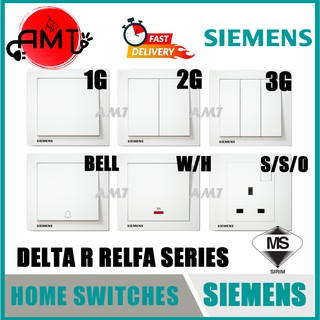 🚵🏻‍♀️ READY STOCK🚵🏻‍♀️ SIEMENS DELTA RELFA SWITCHES 1G 2G 3G 4G WATERHEATER DOORBELL SWITCH SOCKET