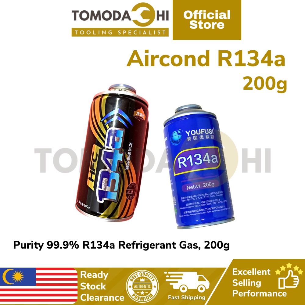 TOMODACHI Car Air Cond Gas Aircond R134a 200g Refill Gas R134a Topup