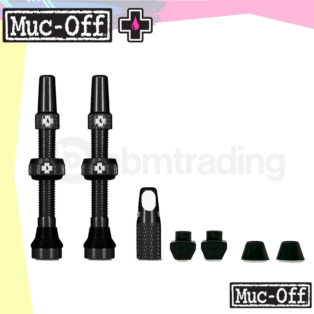 Muc-Off Tubeless Valve Kit Black, fits Road and Mountain, 60mm, 80mm Pair muc off