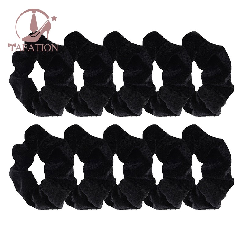 10 Pack Black Velvet Scrunchie Hair Elastics Hair Bobbles Hair Bands