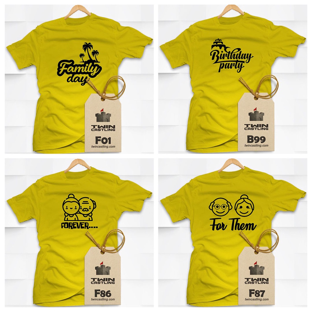 T-shirt Family Day, Birthday & Rewang - Custom Yellow Shirt - Twin Castling