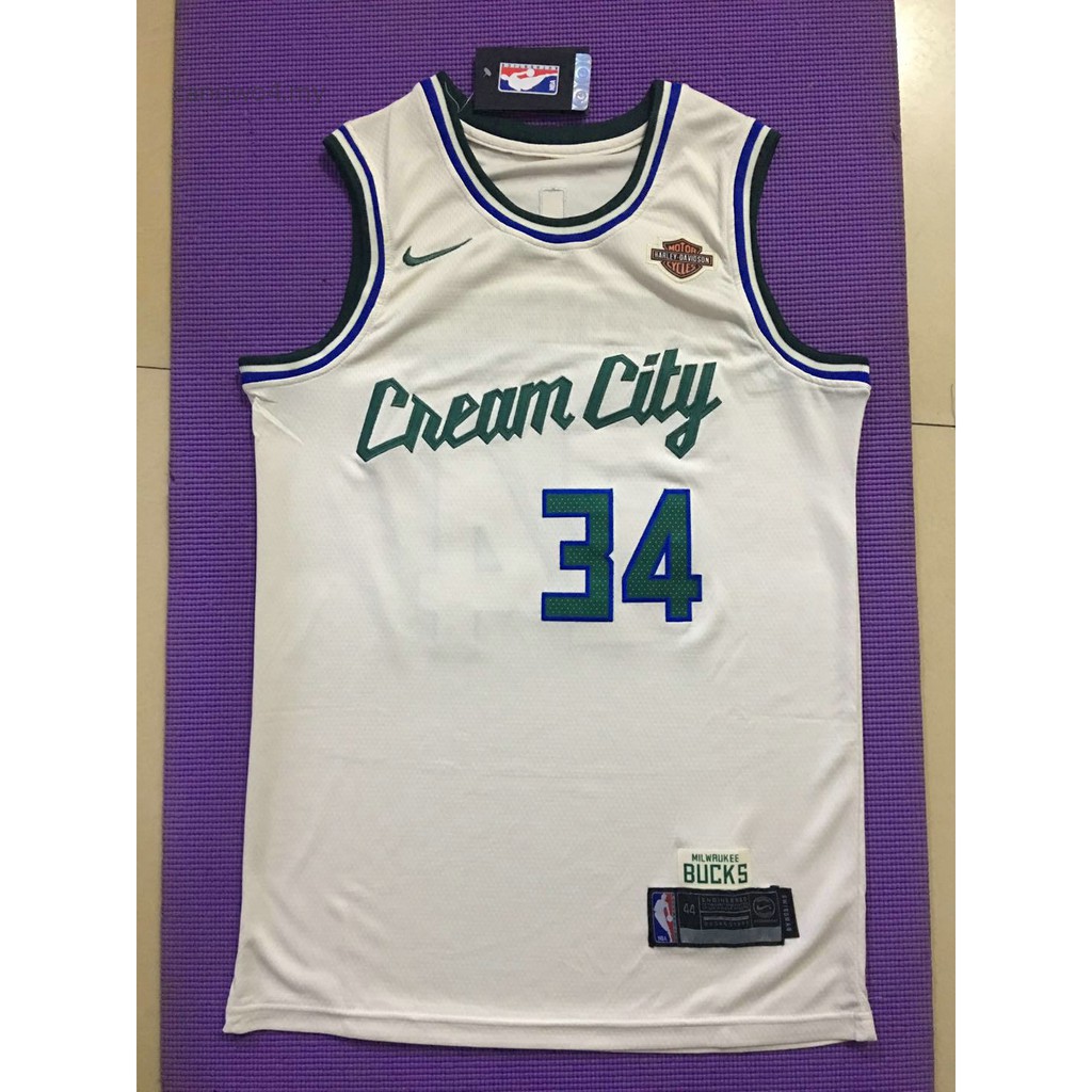 2019 New Nba Men S Basketball Jerseys Milwaukee Bucks 34 Giannis Antetokounmpo Cream City White Embroidery Jersey Shopee Malaysia