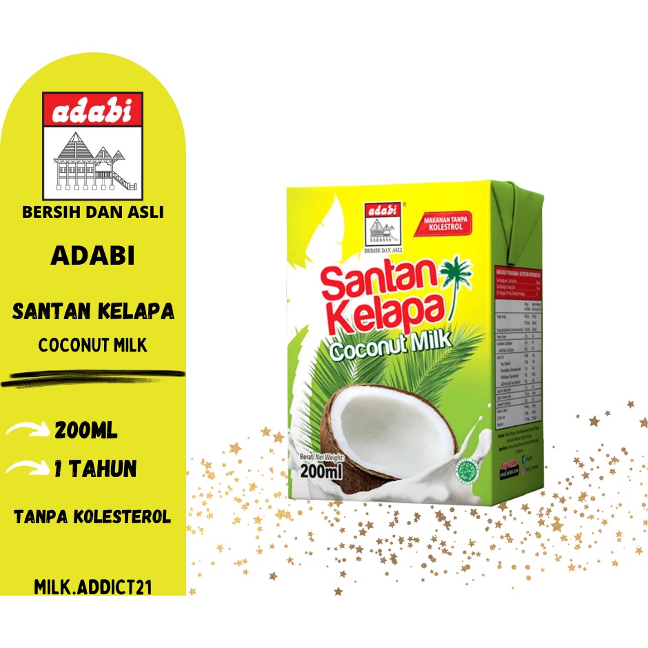 Adabi Santan Kelapa Tanpa Kolestrol Coconut Milk 200ml Shopee Malaysia 2238