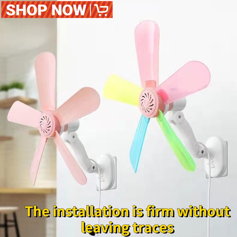 [Ready Stock] Portable Fan Mini Fan Wall Hanging Wall Mini Home Student Dormitory Bedside Kitchen Bathroom Free Punch Free Installation Of Small Fan