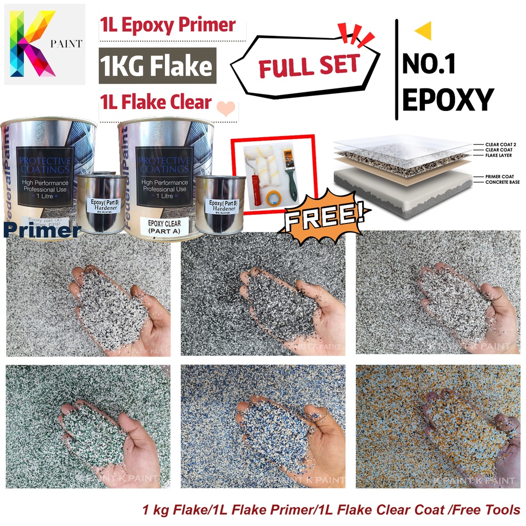 Epoxy Flake Coating for cement and tiles Epoxy untuk Lantai Tandas