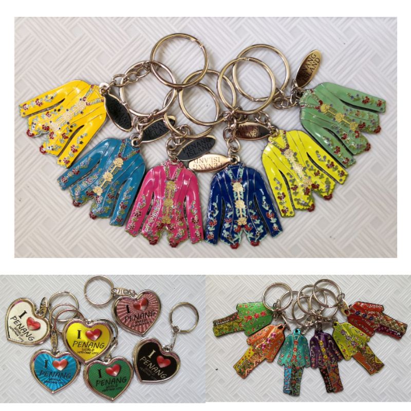 Penang | KL | Kebaya | MALAYSIA | KLCC KeyChain Collection ~ Come in 6pcs in a set (GIFT SET) Metal Key-Chain (Souvenir)