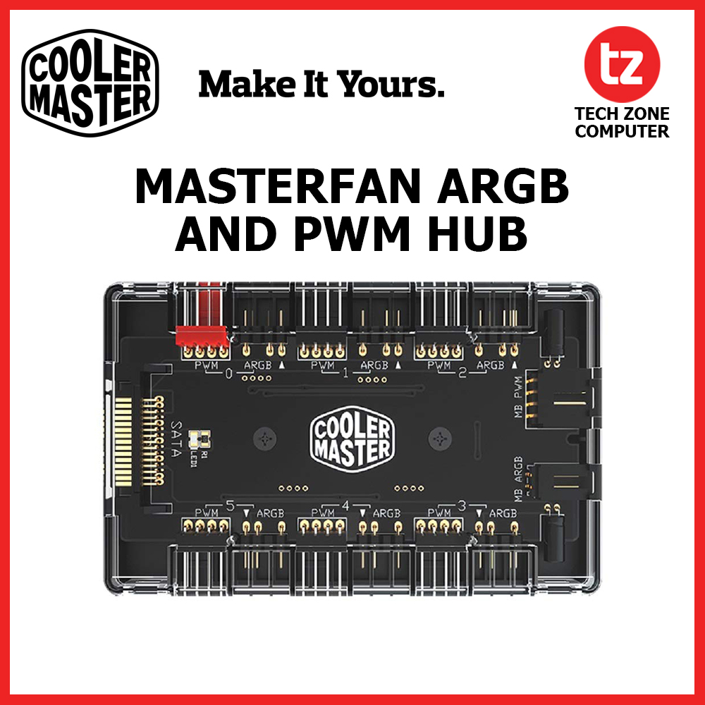 Cooler Master MasterFan ARGB and PWM Hub SATA Powered 3 Pin 5V ARGB