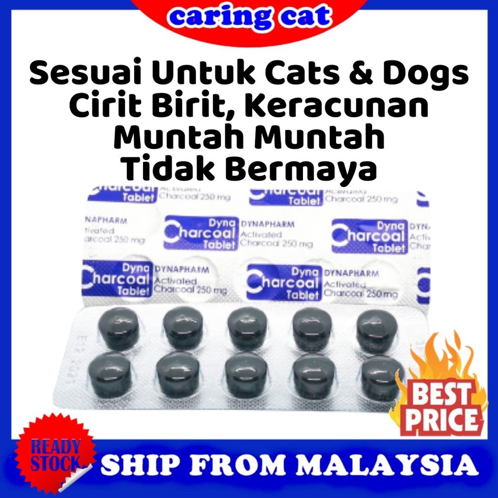 Charcoal Tablet - First Aid for Pets Cat Dog  Shopee Malaysia