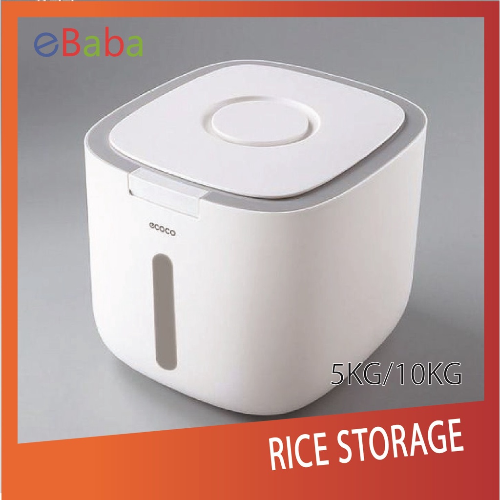 5Liter/10Liter ECOCO Rice Storage Container Box Insect Moisture Proof Sealed Kitchen Tools Bekas Simpan Beras murah 米桶