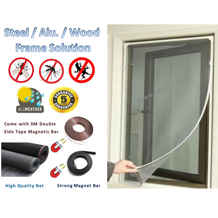 Magnetic Mosquito Net For Steel Aluminium Grill Insect Screen Window Mesh Jaring Nyamok 磁性蚊网 钢框铝框配套 Shopee Malaysia