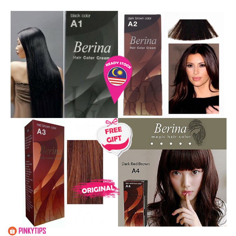 hair dye pewarna rambut halal HAIR COLOR DYE CREAM Restock ! BERINA HAIR  COLOR PERMANENT HAIR DYE CREAM | Shopee Malaysia