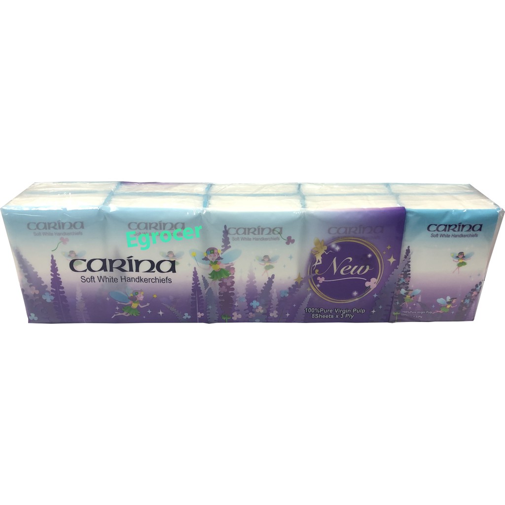 Carina Soft White Handkerchiefs 1 tube (Unscented)(3ply x 8's x 10