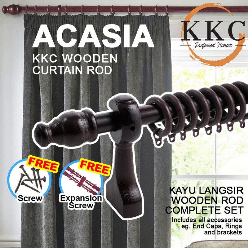 KKC ACASIA Wooden Curtain Rod / Kayu Langsir Kayu / Rod Langsir/ Batang ...