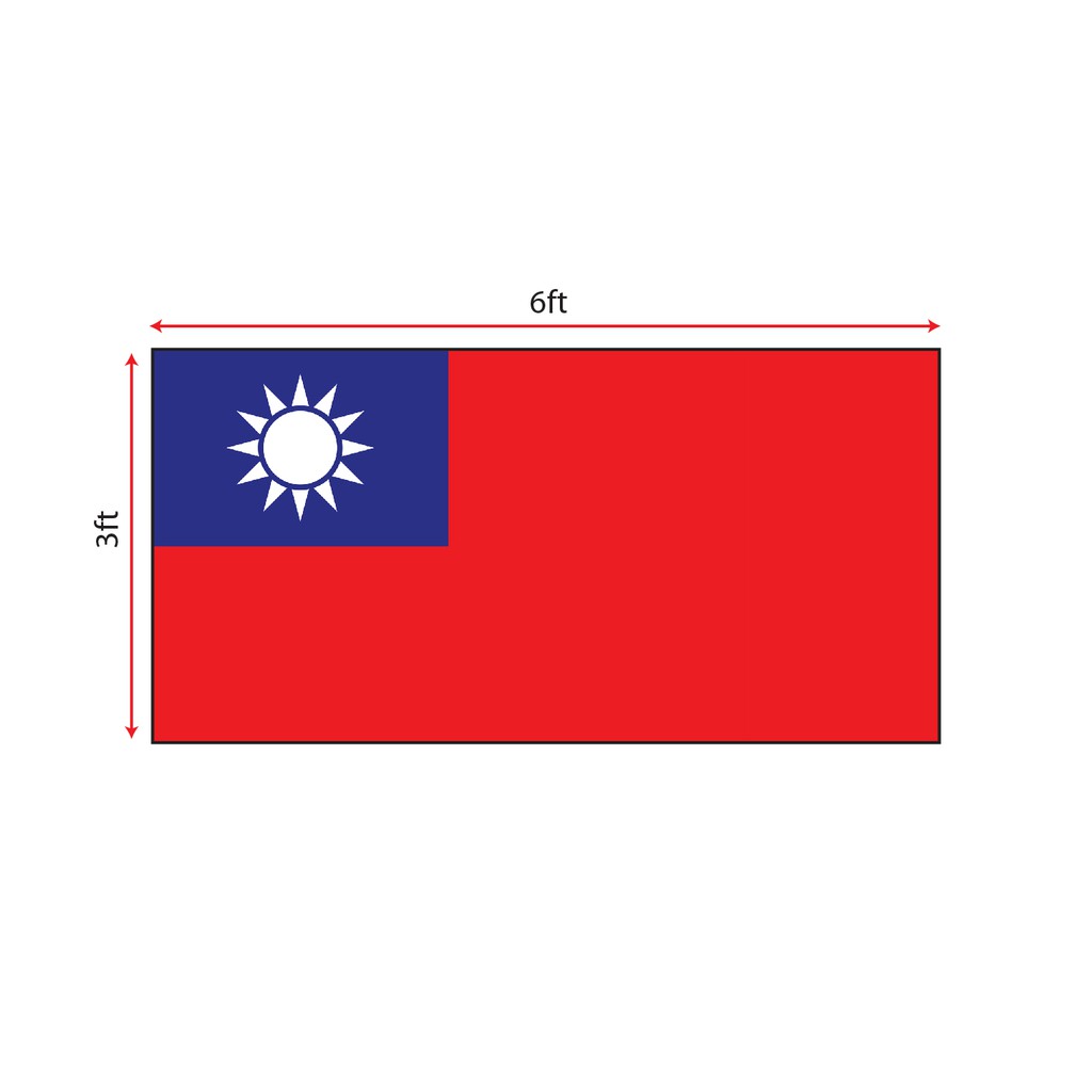  Taiwan  Flag 3x6ft Bendera  Taiwan  3x6ft Polyester 
