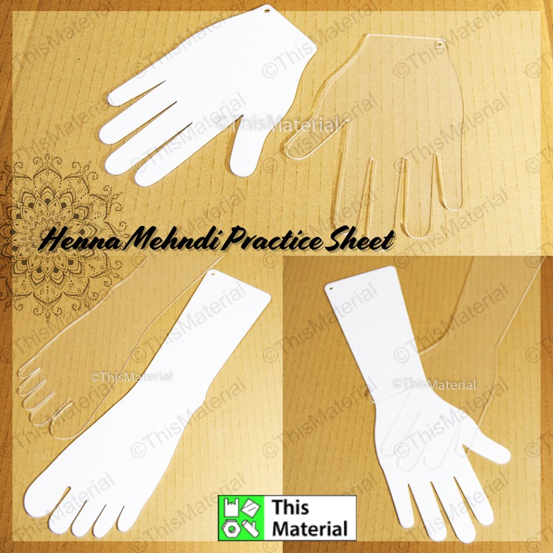 Henna Mehndi Acrylic Practice Sheet Mehendi Design Hand Foot Reusable