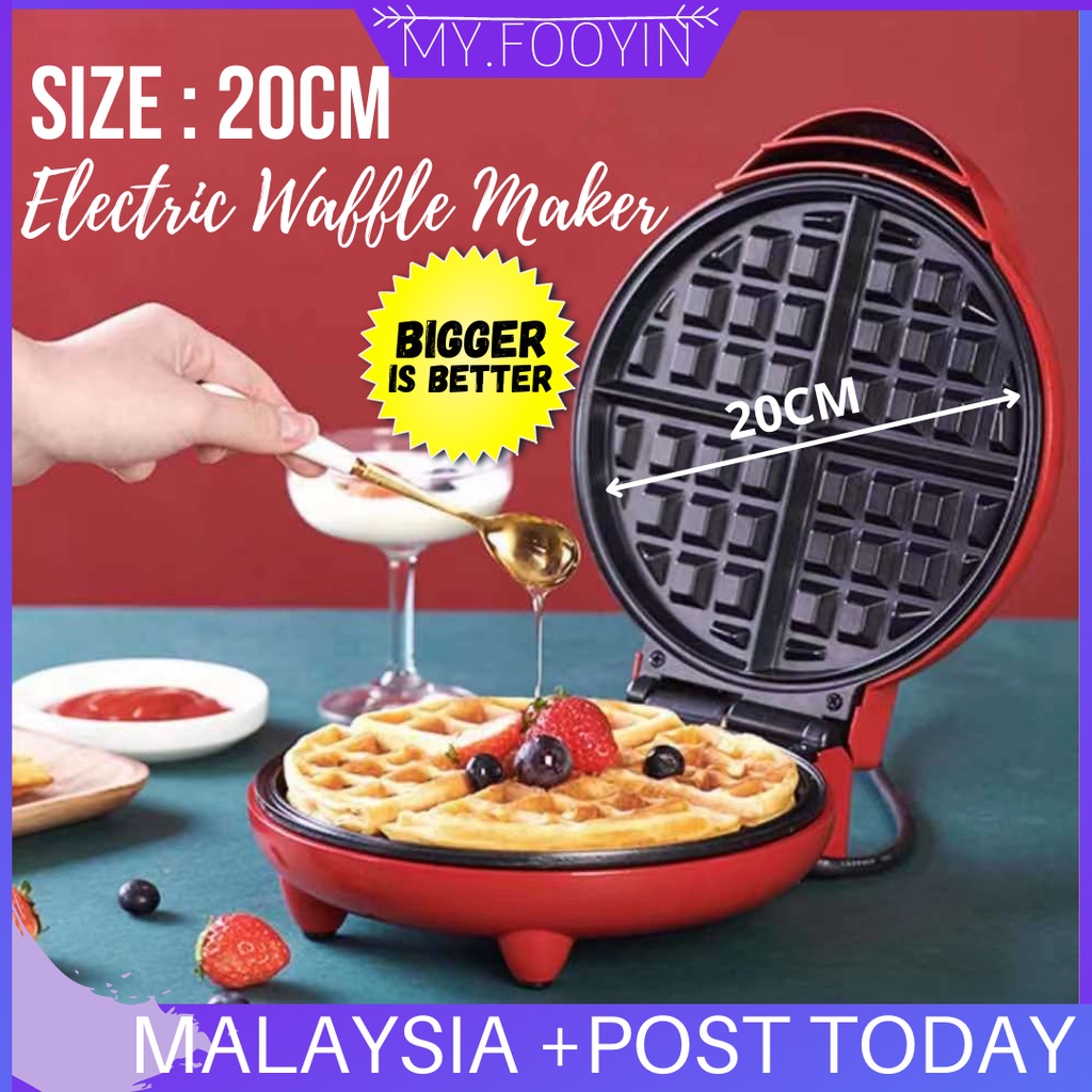 Local MYFOOYIN 20CM Waffle Maker Machine Electric Non-Stick Waffle Maker Mold Pancake Bakeware Pan Bubble Kitchen 1200W