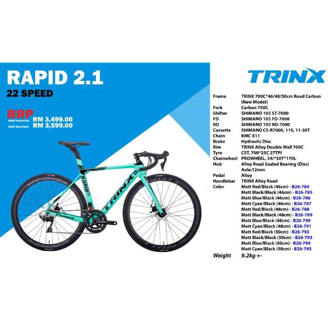 trinx frame size chart