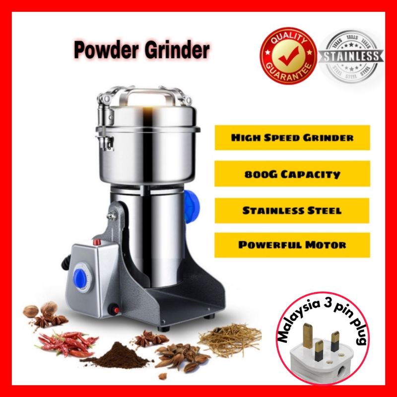 Free( spare blade + Gift )800g Electric Dry Food Grinder Grains Herbal Powder Miller Coffee Grinder blender 不锈钢打粉机磨粉研磨粉机