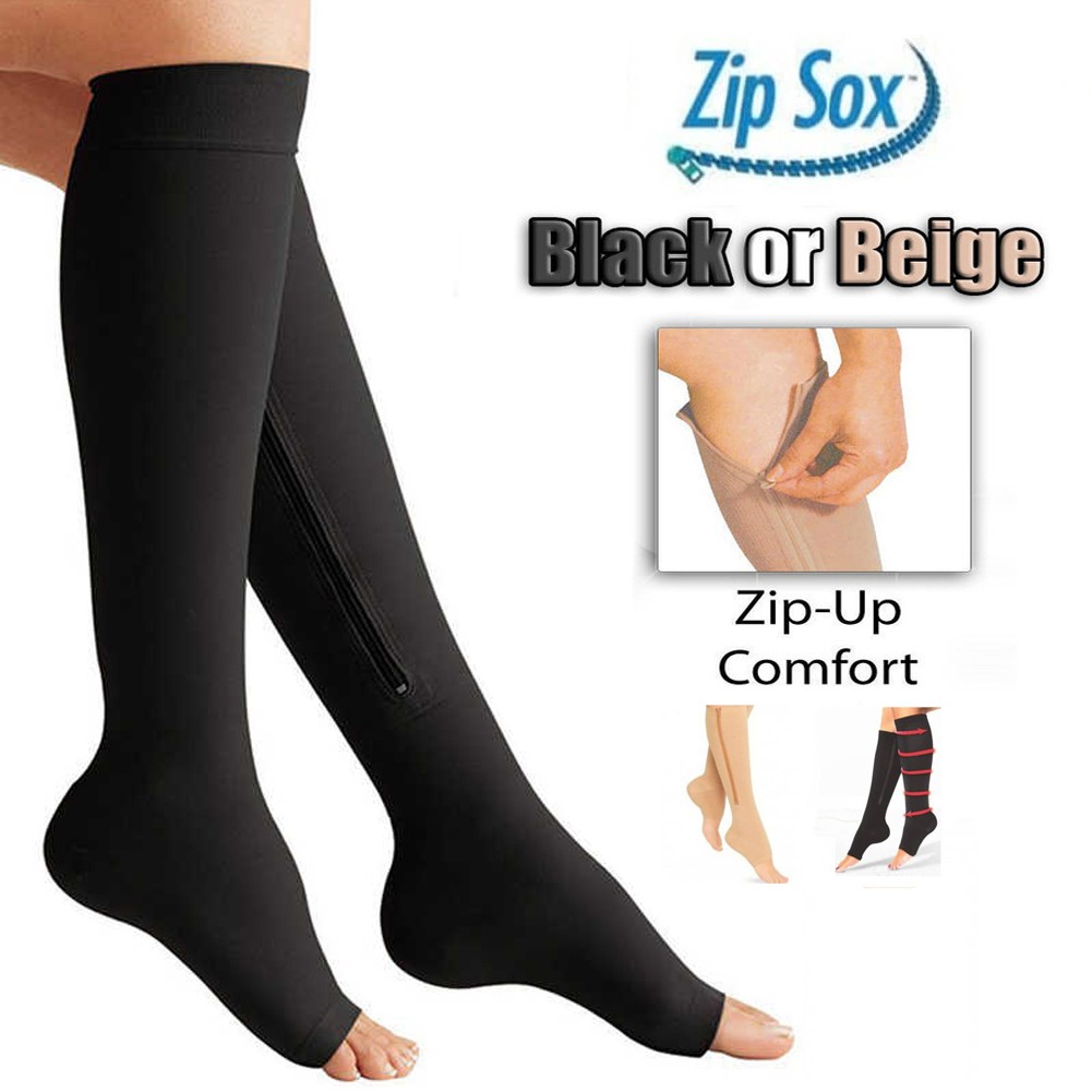 Zipper Sock Compression Socks AntiFatigue Pain Relief Zipper Leg