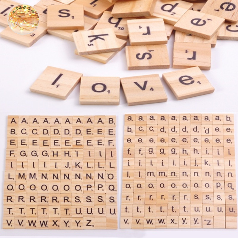 100pcs Wood Chip Diy Decorative Letters Wooden Blanks Kids Handmade Madera Diy Home Festivals Crafts Shopee Malaysia