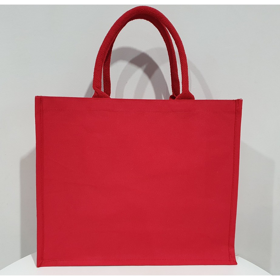 Red Laminated Canvas Bag(40cmX35cmX15cm) | Shopee Malaysia