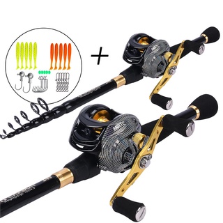2.4M Carbon 4 Pieces Fishing Rod w/18BB Baitcasting Reel Freshwater Right Hand 