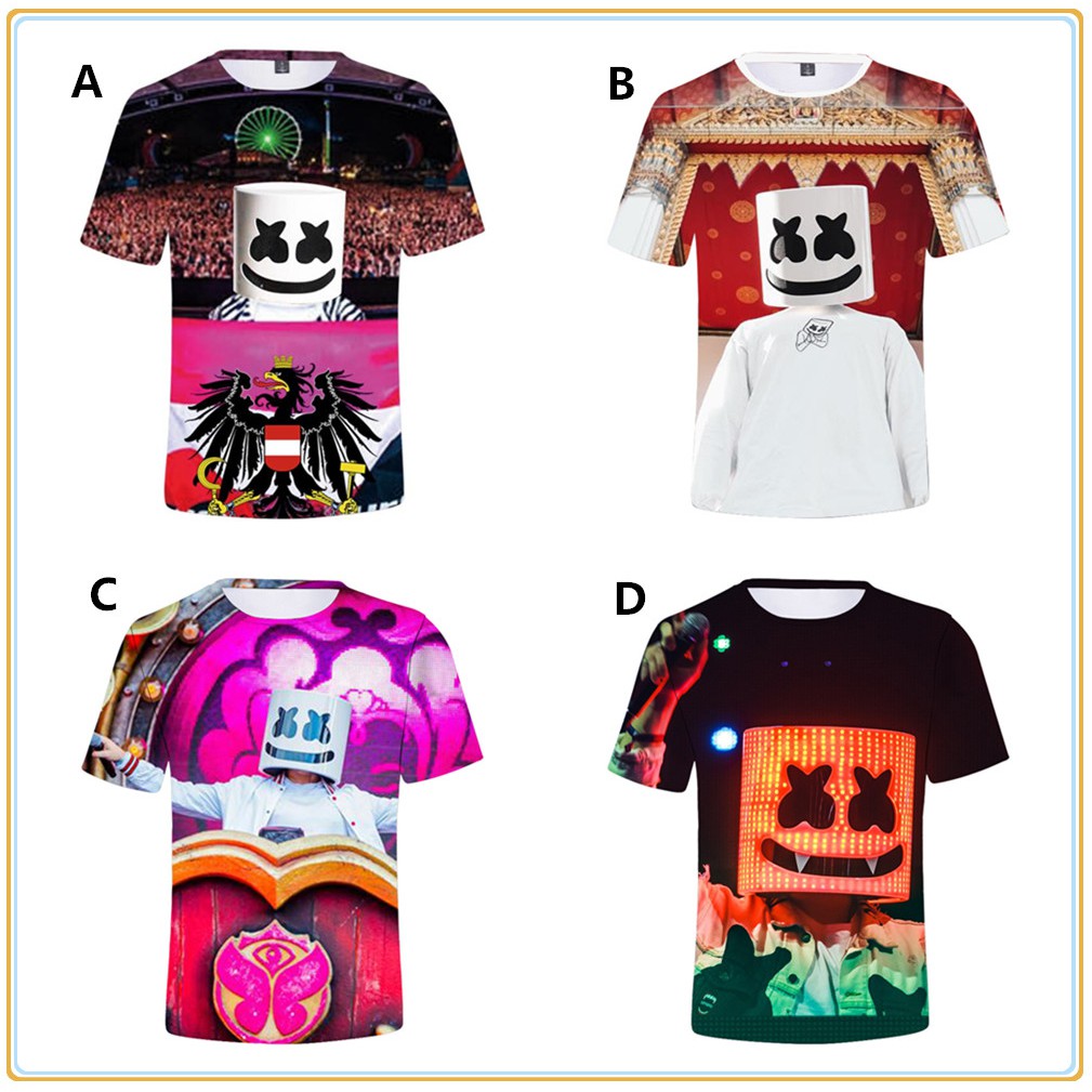 Dj Marshmello 3d Printed Pattern Kids T Shirt Boy Girl Short - boys girls kids roblox 3d printing short sleeve t shirt summer