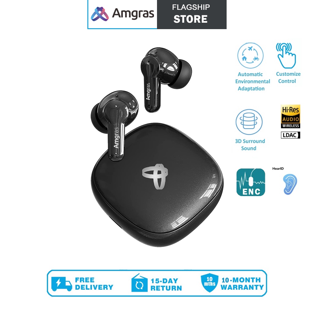 Amgras Life Air Pro Earphone Bluetooth QuadMic ENC Targeted