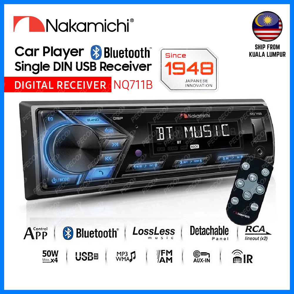 NAKAMICHI NQ711B / NQ511B Car Player With Bluetooth USB AUX Receiver ...