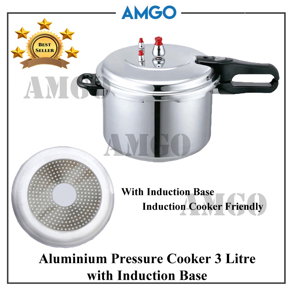 AMGO Gong Xi Fu High Grade Pressure Cooker 18cm 3L with Induction Base (Induction Cooker Friendly)