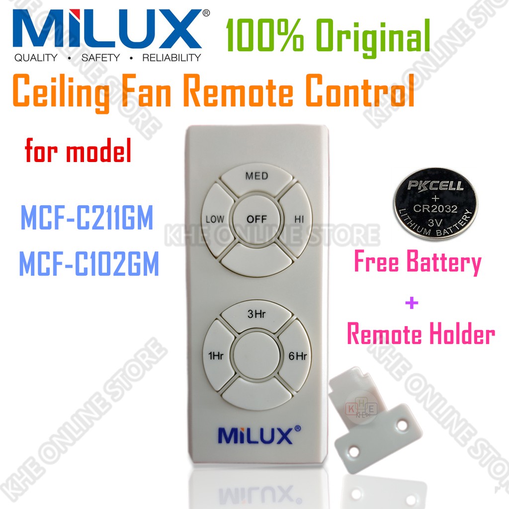 Milux Ceiling Fan Remote Control For Model Mcf C211gm Mcf C102gm 100 Original Shopee Malaysia