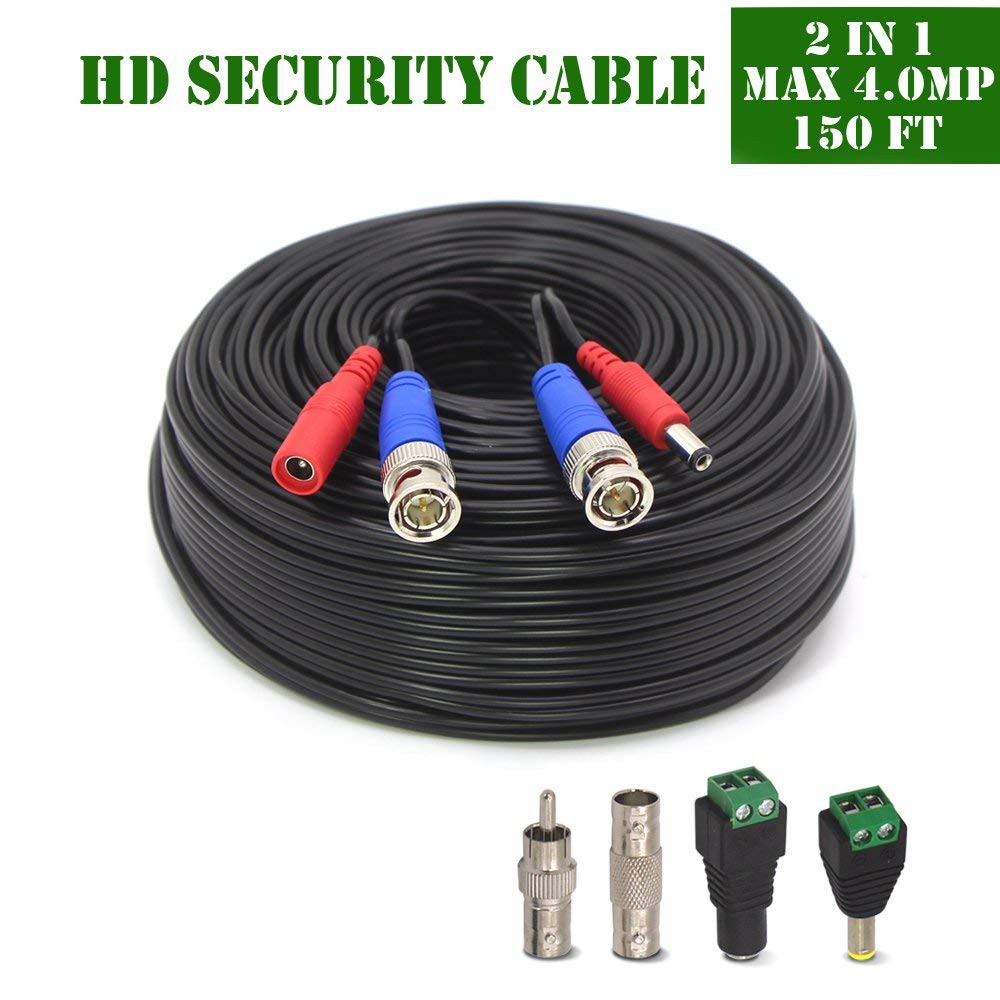 50m BNC DC Video Cable BNC//DC Male to BNC Male//DC Female For CCTV Camera 150ft