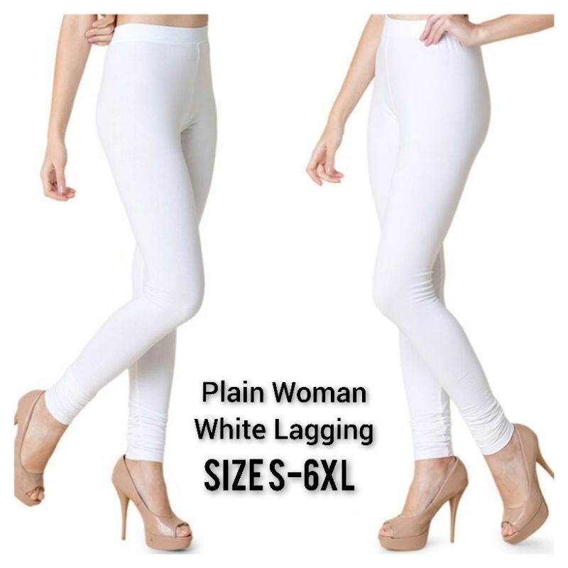 Woman White Legging High Quality Stretchable High Waist Cotton Tights / Women legging pants white plain /Legging Wanita