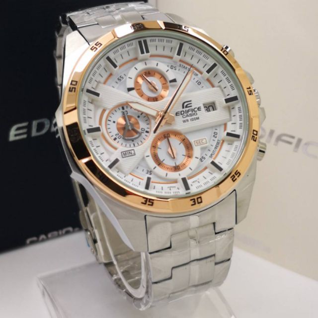 casio edifice silver gold