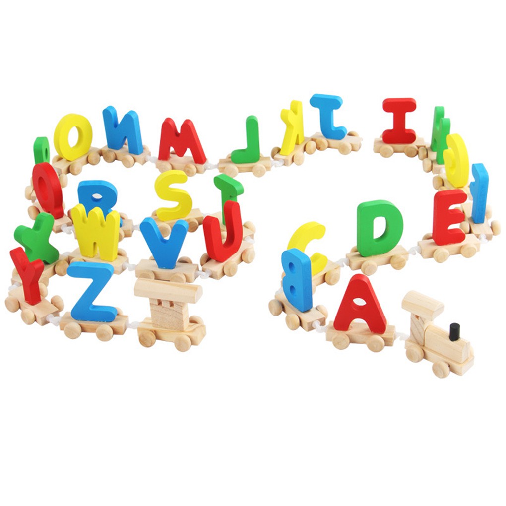 Letter Train Wooden Alphabet Railway ABC Alphabet Train Preschool Kids ...