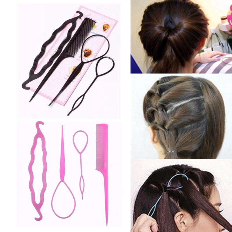 4pcs Set Girls Women Beauty Braiding Twist Bun Maker Clip Portable