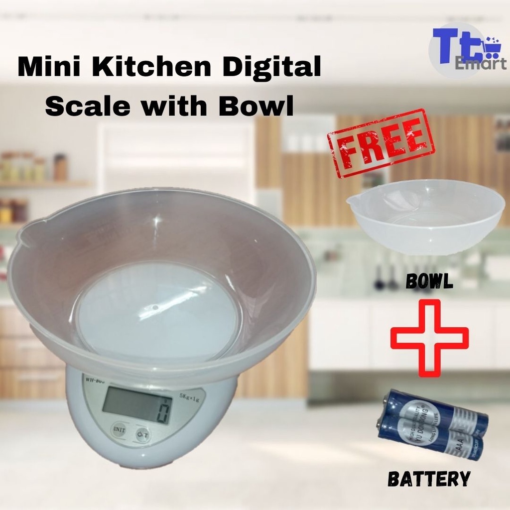 Mini Kitchen Digital Scale With Bowl Lightweight / Timbang Dapur ...