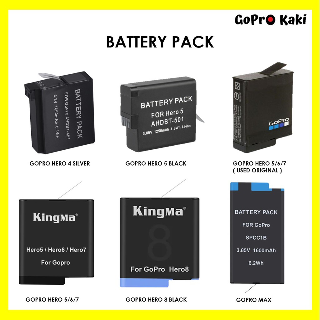 Battery Gopro Max Hero 8 Black 7 6 5 4 Silver Ship From Malaysia Shopee Malaysia