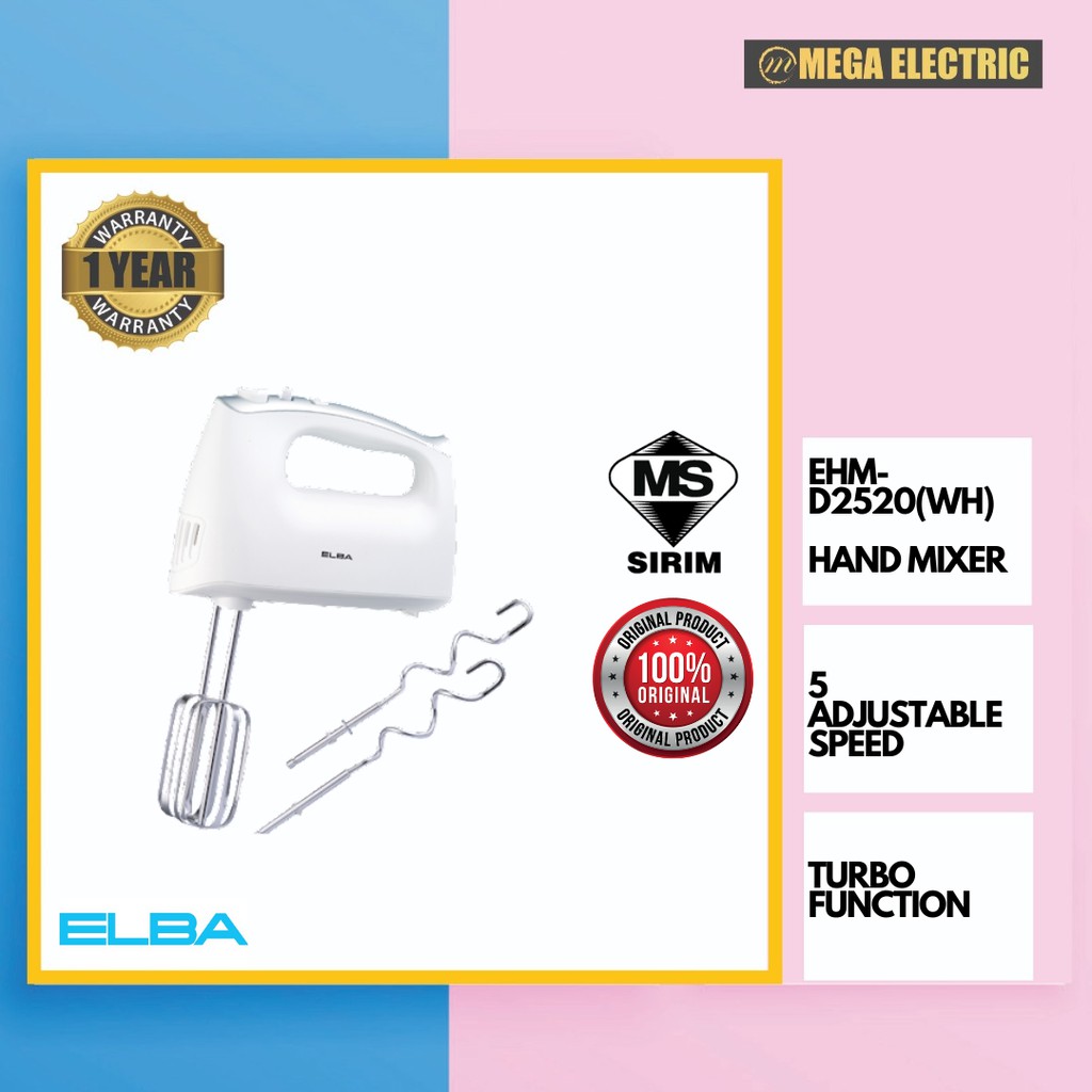 ELBA HAND MIXER EHM-D2520(WH) l MESIN KEK l Mesin Pengadun l 打蛋器