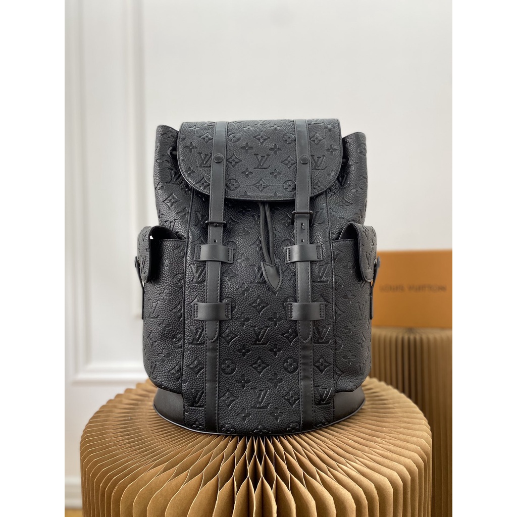 Backpack LL CHRISTOPHER black embossed monogram luxury backpack beg lelaki college bag