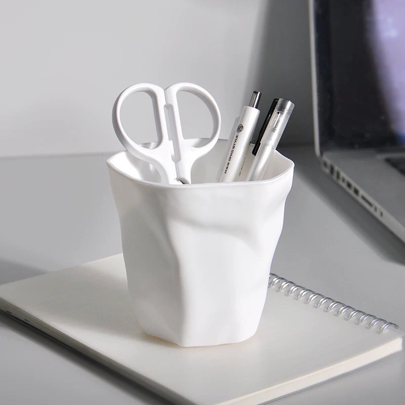 Simple plain white aesthetic pen holder / desk organiser Shopee Malaysia