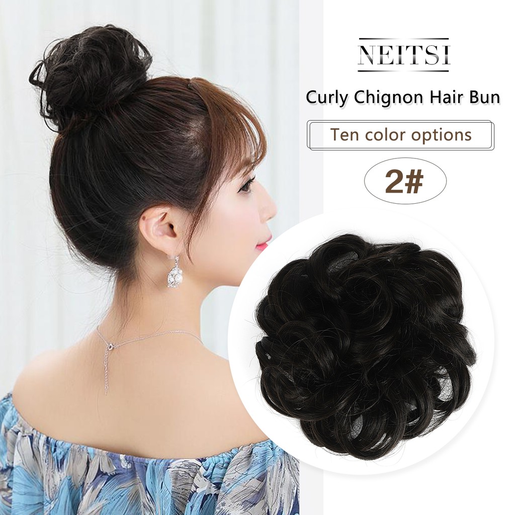 Curly Wavy Updo Hair Bun Extensions Synthetic Hairpieces Ponytail