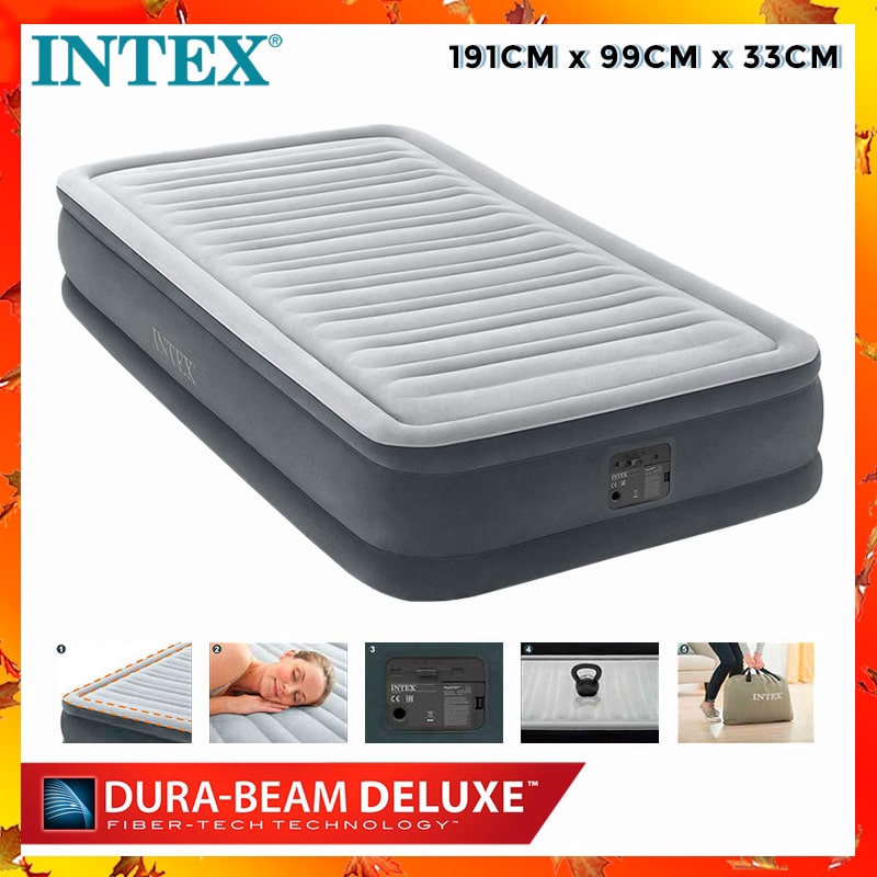 Intex Multi Size Dura Beam Deluxe Fiber Tech Technology 33cm Extra Thick Inflatable Air Bed