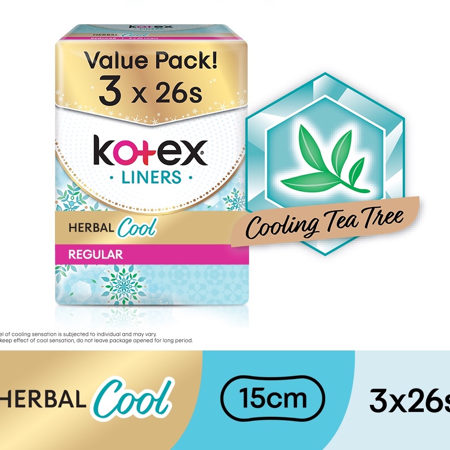 Kotex Herbal Cool Liners Sanitary Pad (Regular) / (Longer & Wider