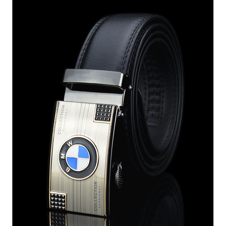 BMW automatic buckle belt leather cowhide belt BMW car label men's belt